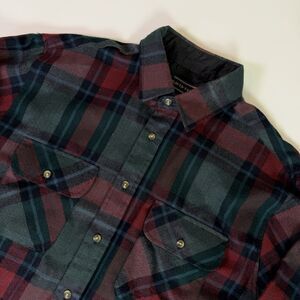 Vintage Dark Plaid Flannel Button Up Shirt Men's LT Hunting Cabincore Woodsy